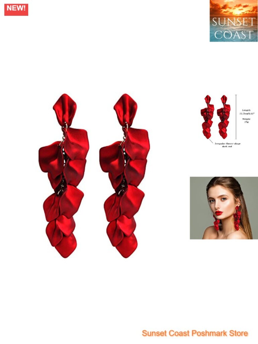 Halawly Acrylic Rose Petal Dangle Earrings Long Drop Women's Jewelry